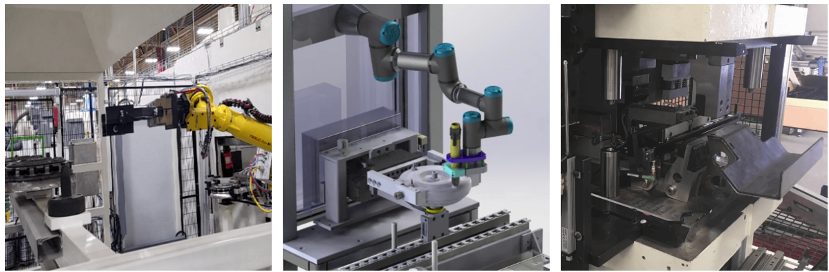 Aplintec生產(chǎn)的機器人單元、COBOT集成和壓力機（從左到右）